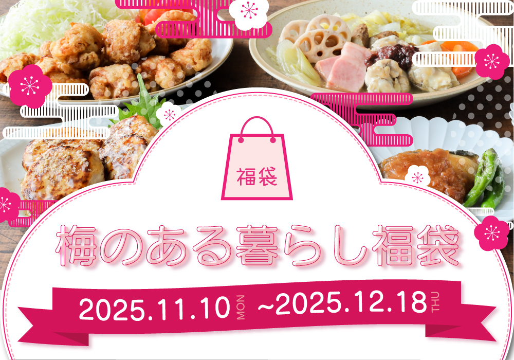 新春の梅の風景、福袋キャンペーンのキービジュアル